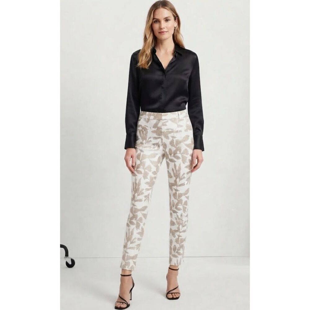 New Chico's So Slimming Brigitte Leaf Pants Women's Size Small (Chico's Size 0)